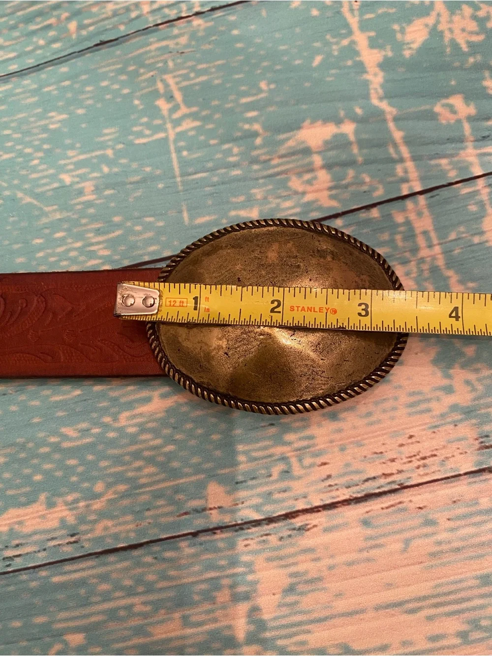 J. Crew Brown Leather Belt with Hammered Brass Buckle - Picture 14 of 14